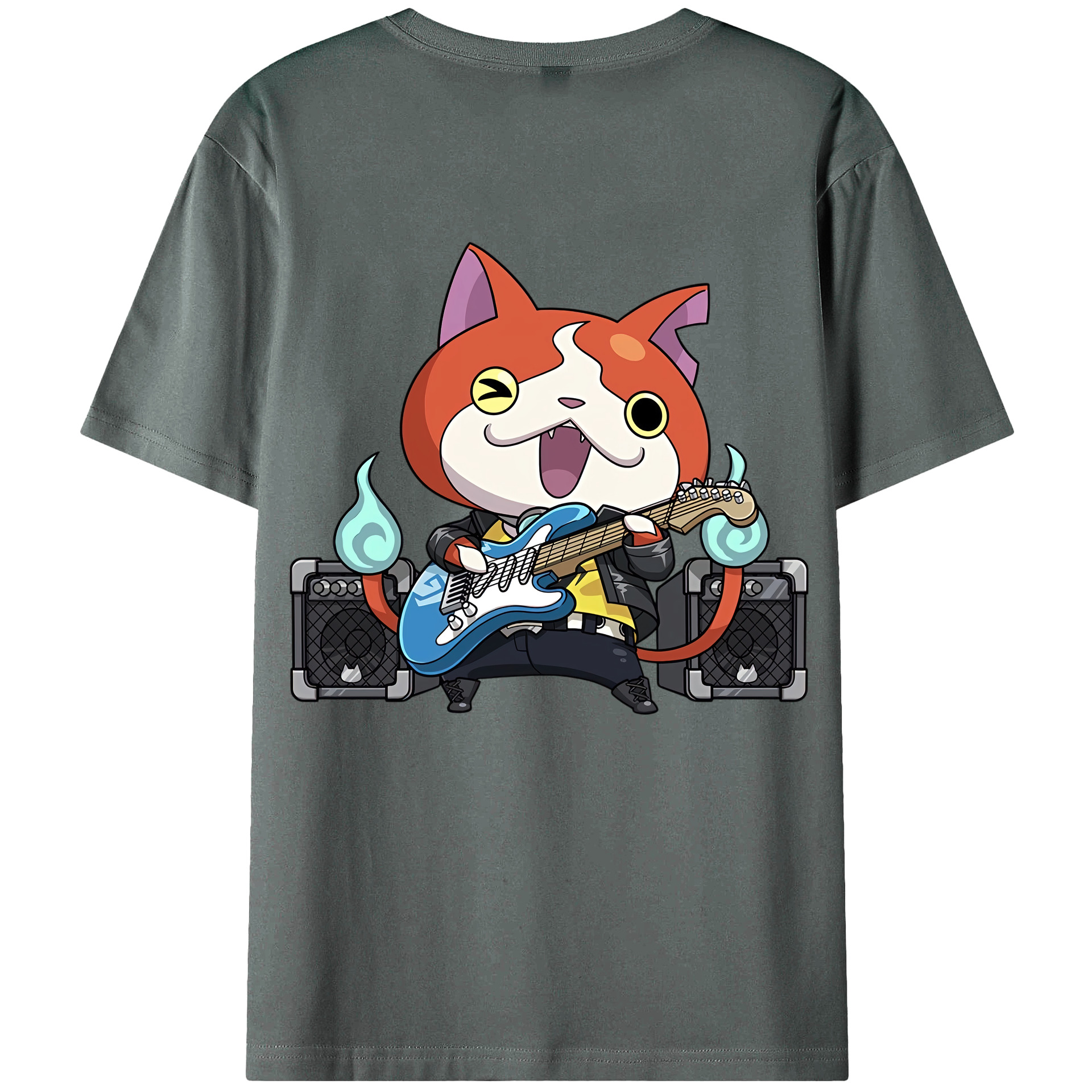 （画像用） 妖怪ウォッチ Yo-kai Watch 綿100％ メンズ半袖Tシャツ（バックプリント） 通気性